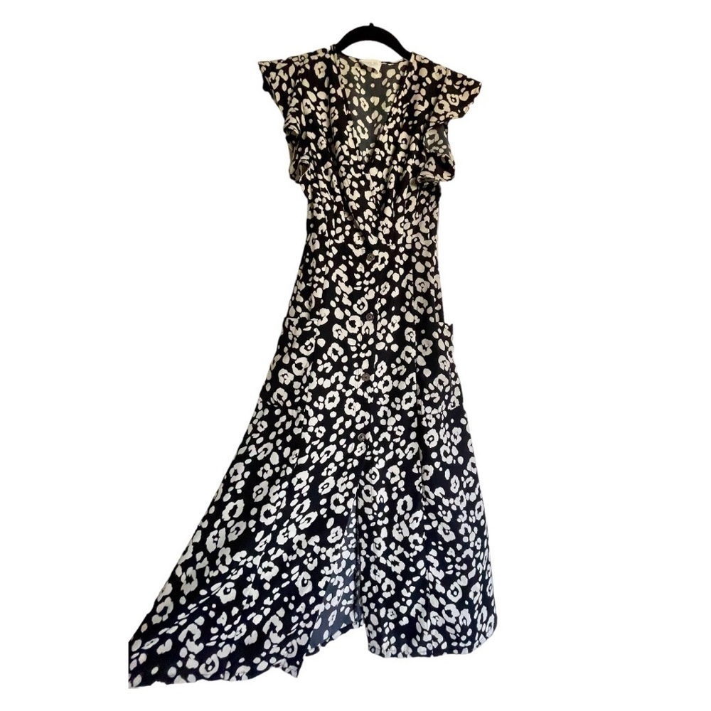 SIENNA SKY, BREEZY & COOL SUMMER, MAXI DRESS IN BLACK & CREAM COLOR. SIZE XS